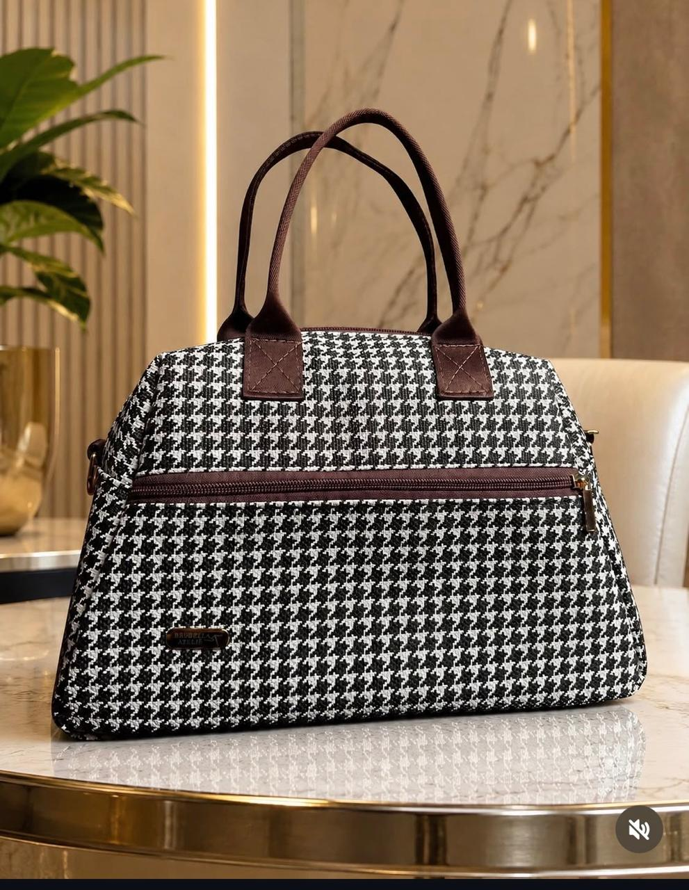 Bolsa Brubella em estampa pied de poule